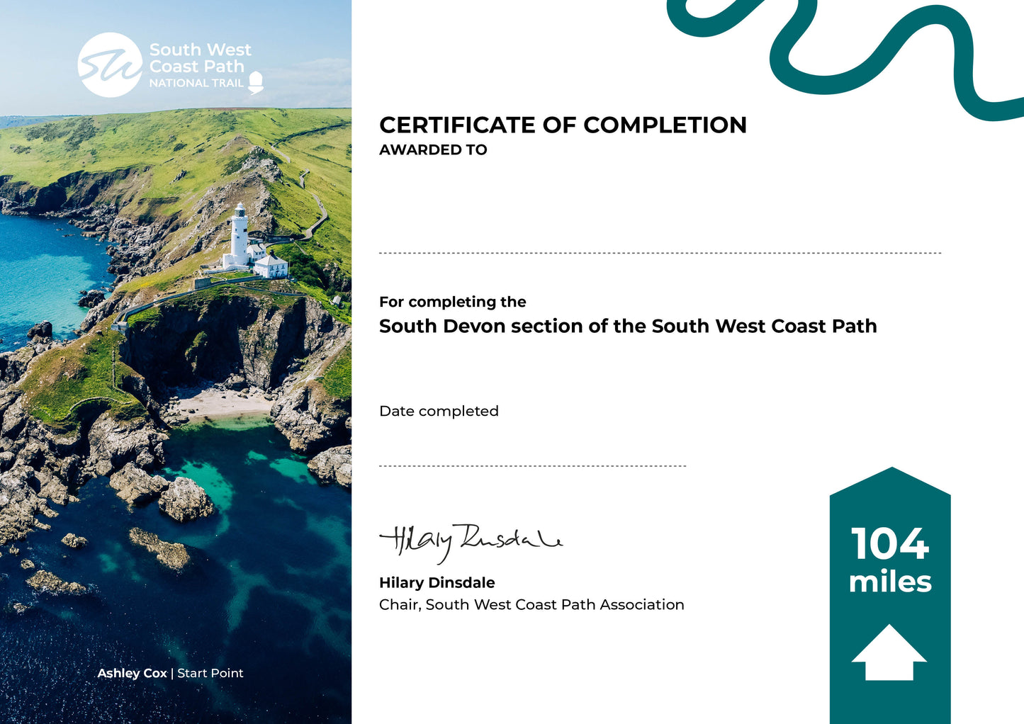 SOUTH DEVON Completion Certificate