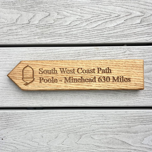 LARGE Solid Oak Finger Post - Poole to Minehead