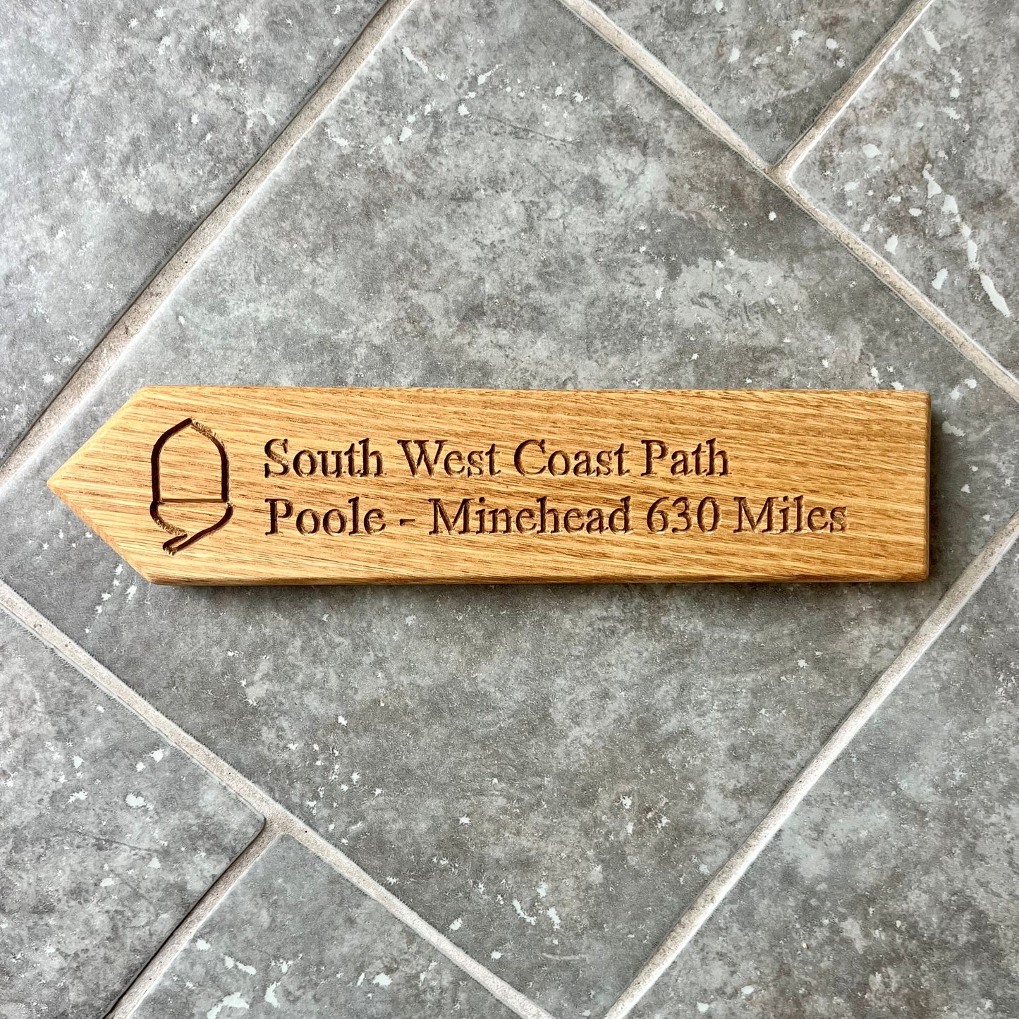 SMALL Solid Oak Finger Post - Poole to Minehead