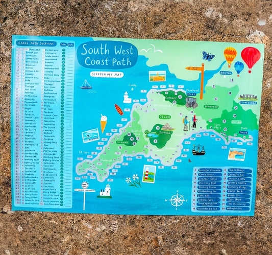 Scratch-Off Coast Path Map Poster