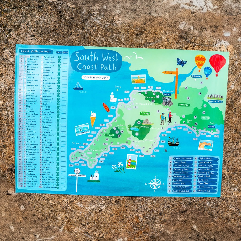 Scratch-Off Coast Path Map Poster