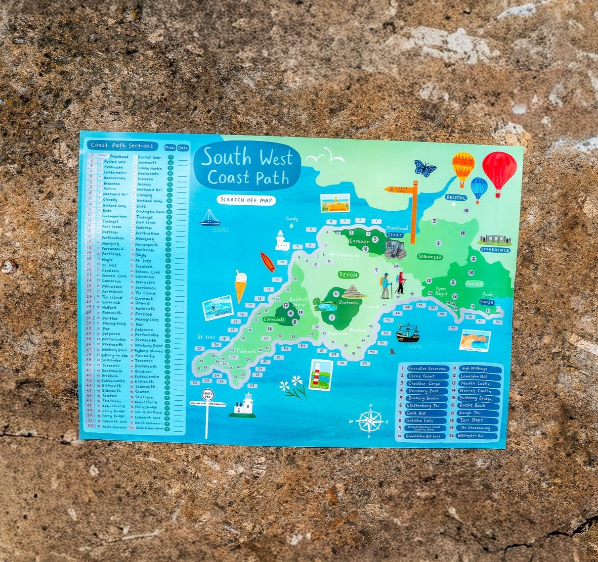Scratch-Off Coast Path Map Poster