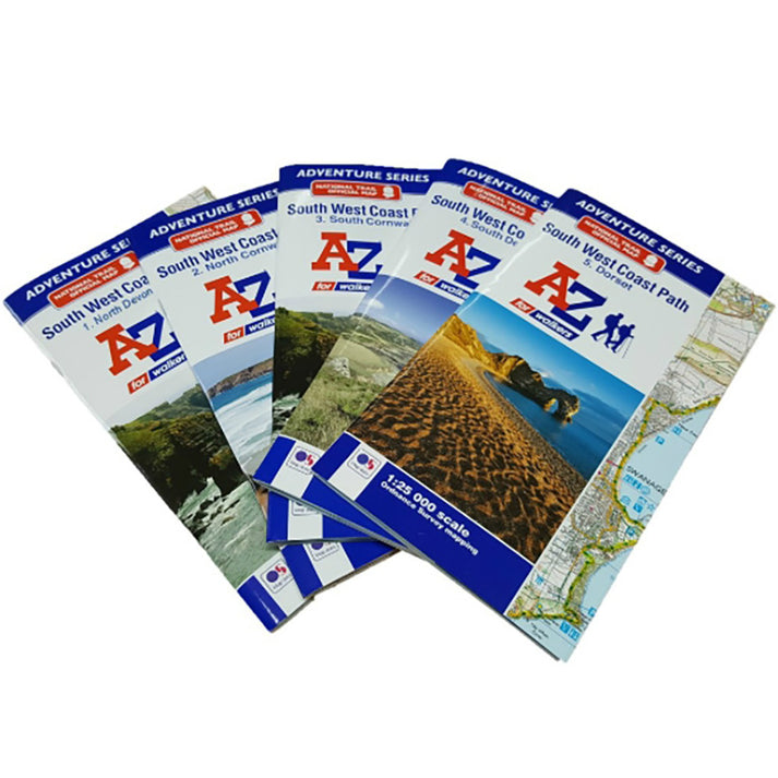 A-Z Full Set of 5 Adventure Maps – South West Coast Path Shop